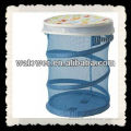 Foldable mesh laundry barrel with lid